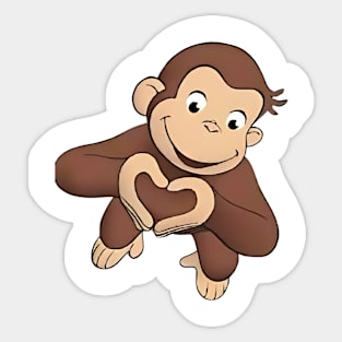 Curious George showing heart Sticker